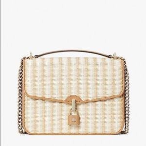 Locket Straw Large Flap Shoulder Bag